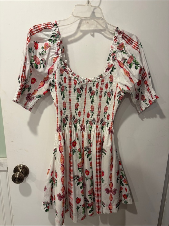 Hill House Home Dresses & Skirts - Hill House The White Floral Smocked Babydoll Dress